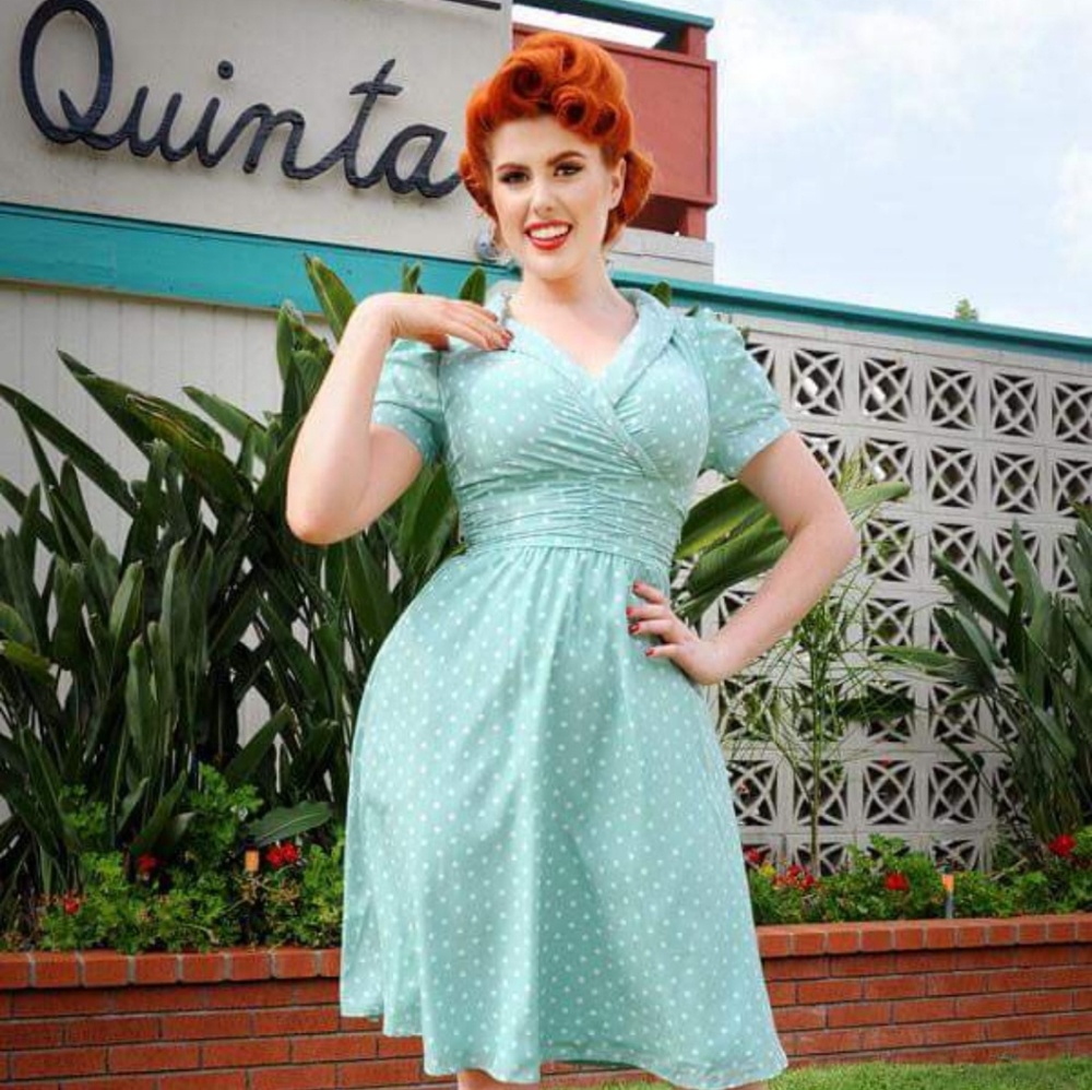 2 dresses: Mint & Navy Pinup Girl Clothing dresses